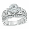 Thumbnail Image 1 of Previously Owned - 1-1/4 CT. T.W. Diamond Cluster Multi-Row Engagement Ring in 10K White Gold