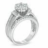 Thumbnail Image 2 of Previously Owned - 1-1/4 CT. T.W. Diamond Cluster Multi-Row Engagement Ring in 10K White Gold