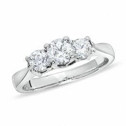 Previously Owned - 1 CTW. Diamond Three Stone Ring in 14K White Gold