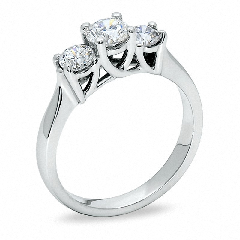 Main Image 2 of Previously Owned - 1 CTW. Diamond Three Stone Ring in 14K White Gold