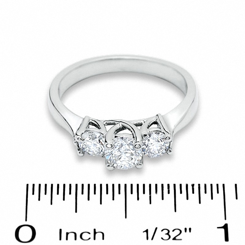 Main Image 3 of Previously Owned - 1 CTW. Diamond Three Stone Ring in 14K White Gold