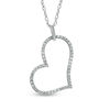 Thumbnail Image 0 of Previously Owned - 1/10 CT. T.W. Diamond Tilted Heart Outline Pendant in 10K White Gold