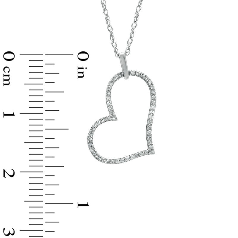 Previously Owned - 1/10 CT. T.W. Diamond Tilted Heart Outline Pendant in 10K White Gold