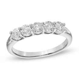 Previously Owned - Ladies' 1/4 CT. T.W. Diamond Five Stone Band in 10K White Gold