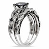 Thumbnail Image 1 of Previously Owned - 1-3/8 CT. T.W. Black Diamond Vintage-Style Bridal Set in 10K White Gold