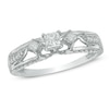 Thumbnail Image 1 of Previously Owned - 1/2 CT. T.W. Princess-Cut Diamond Three Stone Engagement Ring in 14K White Gold (I/SI2)