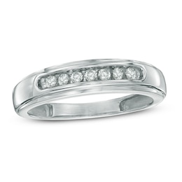 Previously Owned - Men's 1/4 CT. T.W. Diamond Comfort Fit Anniversary Band in 10K White Gold