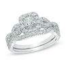 Thumbnail Image 1 of Previously Owned - 1 CT. T.W. Princess-Cut Diamond Frame Twist Bridal Set in 14K White Gold