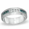 Thumbnail Image 0 of Previously Owned - Men's 1/2 CT. T.W. Enhanced Blue and White Diamond Anniversary Band in Sterling Silver