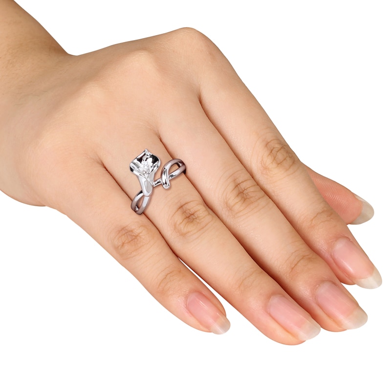 Previously Owned - Diamond Accent Calla Lily Ring in Sterling Silver