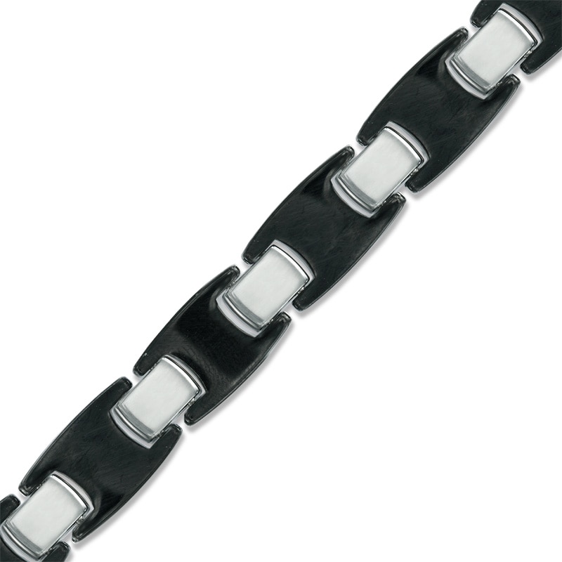 Previously Owned - Men's Link Bracelet in Two-Tone Tungsten - 8.5"