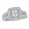 Thumbnail Image 0 of Previously Owned - 1 CT. T.W. Princess-Cut Quad Diamond Frame Split Shank Ring in 14K White Gold