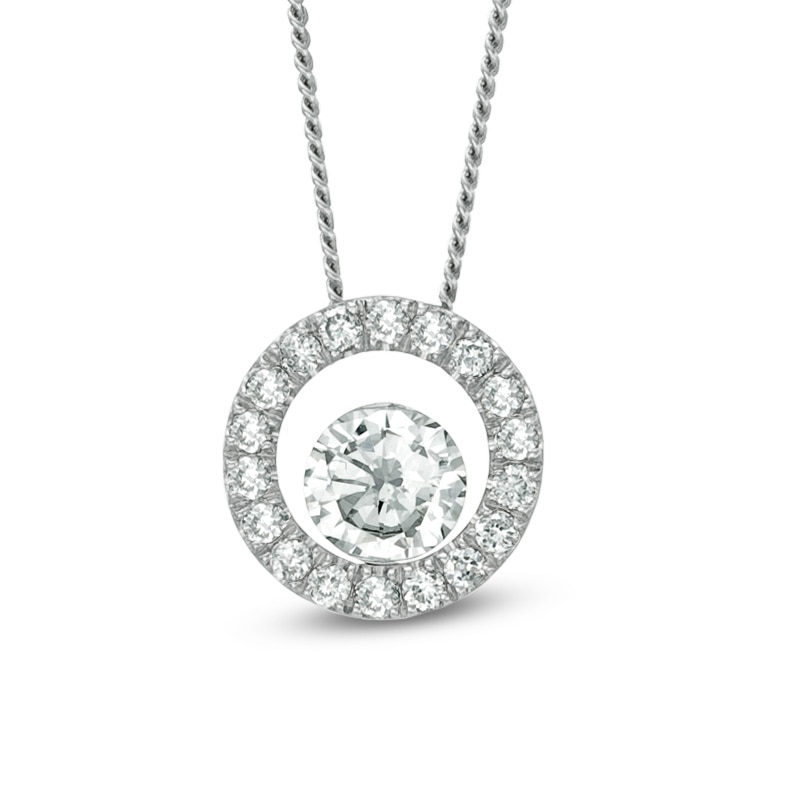 Main Image 1 of Previously Owned - 1/4 CT. T.W. Diamond Circle Pendant in 14K White Gold (I/I2) - 17&quot;