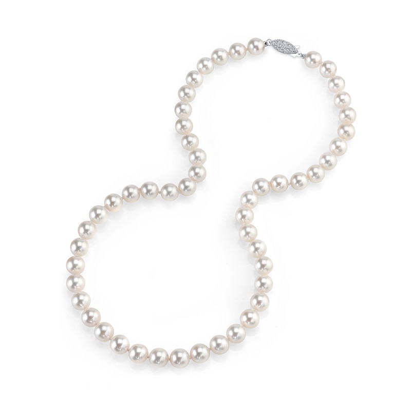 Main Image 1 of Previously Owned-6.0-6.5mm Akoya Cultured Pearl Strand Necklace with 14K White Gold Clasp-17"
