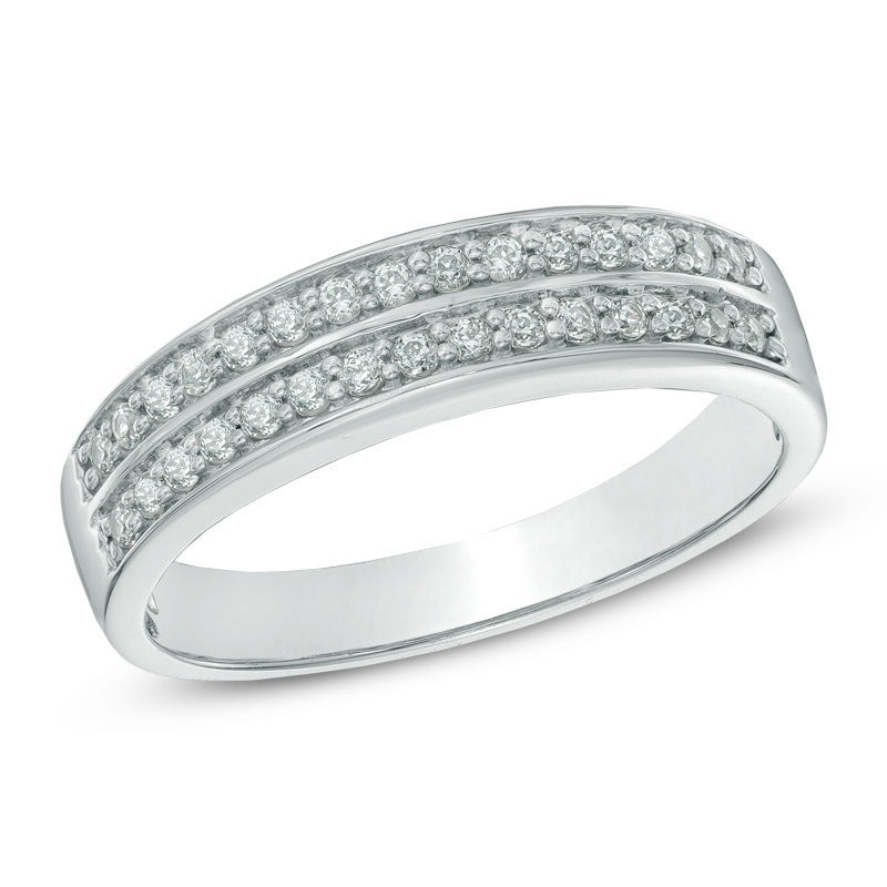 Main Image 1 of Previously Owned - 1/4 CT. T.W. Diamond Double Row Band in 10K White Gold