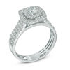 Thumbnail Image 1 of Previously Owned - 1 CT. T.W. Diamond Double Frame Triple Row Engagement Ring in 14K White Gold