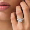 Thumbnail Image 2 of Previously Owned - 1 CT. T.W. Diamond Double Frame Triple Row Engagement Ring in 14K White Gold