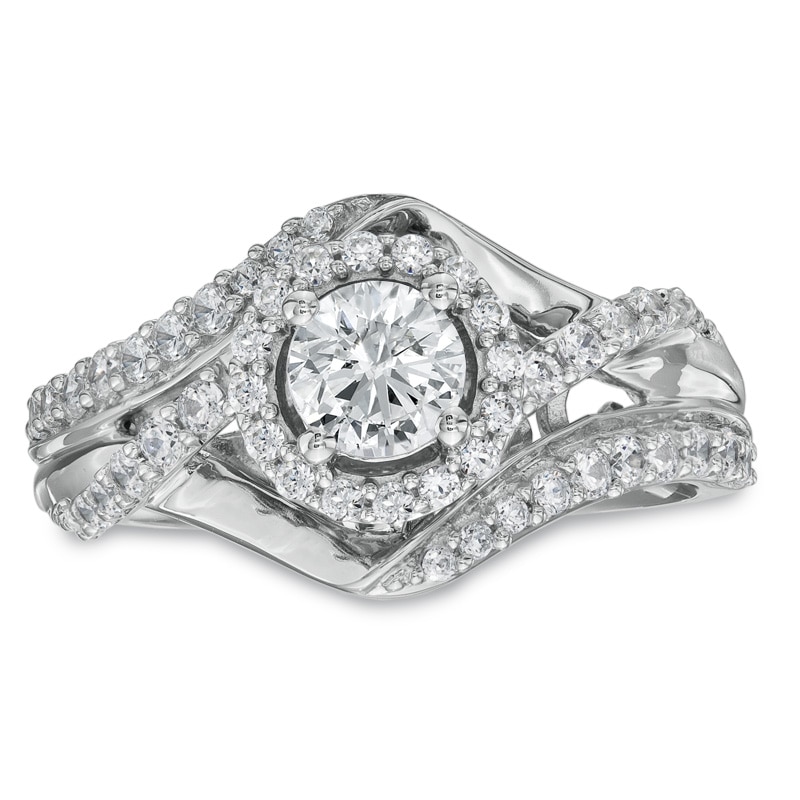 Main Image 1 of Previously Owned - 1 CT. T.W. Diamond Swirl Engagement Ring in 14K White Gold