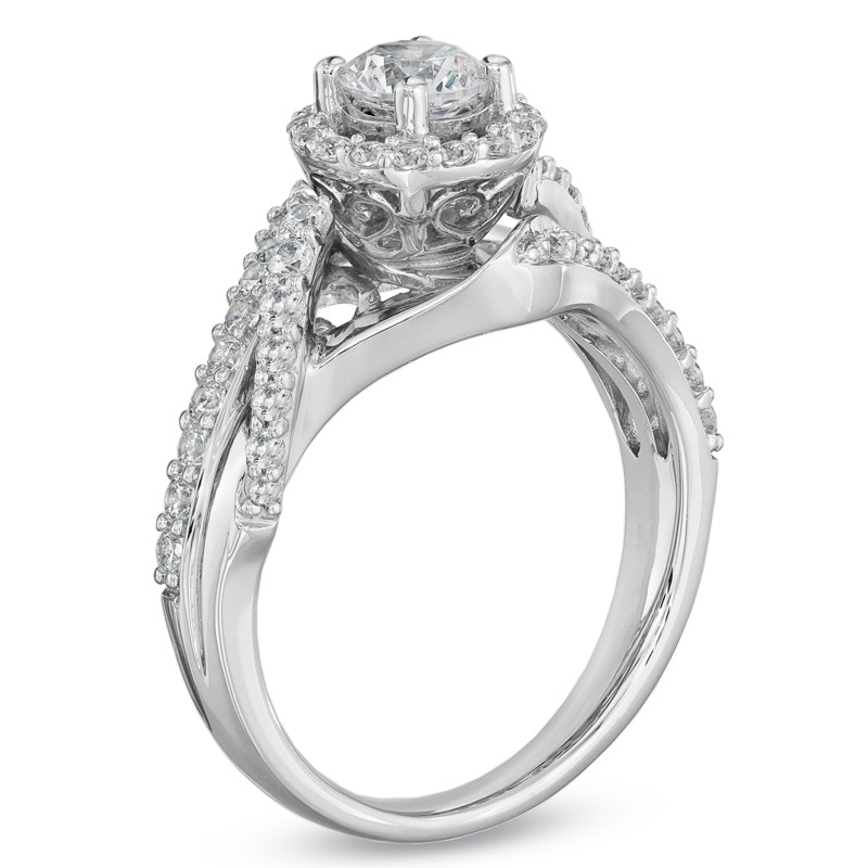 Main Image 2 of Previously Owned - 1 CT. T.W. Diamond Swirl Engagement Ring in 14K White Gold