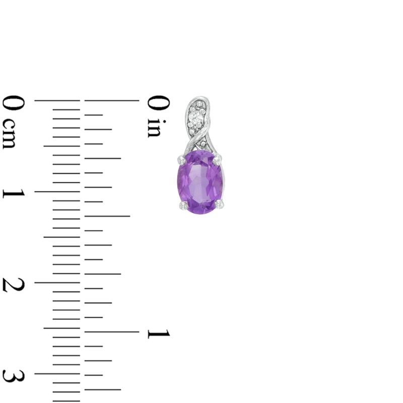 Main Image 4 of Previously Owned - Oval Amethyst and Lab-Created White Sapphire Pendant, Earrings and Ring Set in Sterling Silver