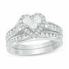 Thumbnail Image 1 of Previously Owned - 5/8 CT. T.W. Heart-Shaped Multi-Diamond Bridal Set in 14K White Gold