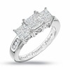 Thumbnail Image 0 of Previously Owned - 1 CT. T.W. Princess-Cut Quad Diamond Past Present Future® Ring in 14K White Gold