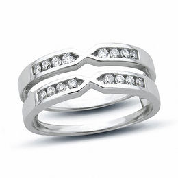 Previously Owned - 1/5 CT. T.W. Diamond Chevron Solitaire Enhancer in 14K White Gold