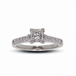 Previously Owned - 1 CT. T.W.  Colorless Princess-Cut Diamond Solitaire Engagement Ring in 18K White Gold