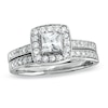 Thumbnail Image 0 of Previously Owned - 3/4 CT. T.W. Princess-Cut Diamond Framed Bridal Set in 14K White Gold