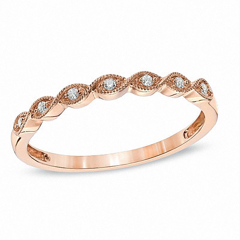 Previously Owned - Diamond Accent Milgrain Anniversary Band in 10K Rose Gold