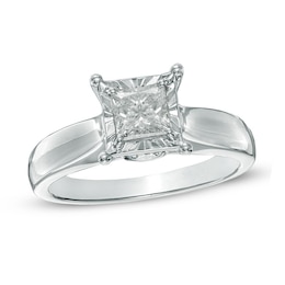 Previously Owned - 1 CT. T.W. Princess-Cut Diamond Engagement Ring in 14K White Gold (J/I3)