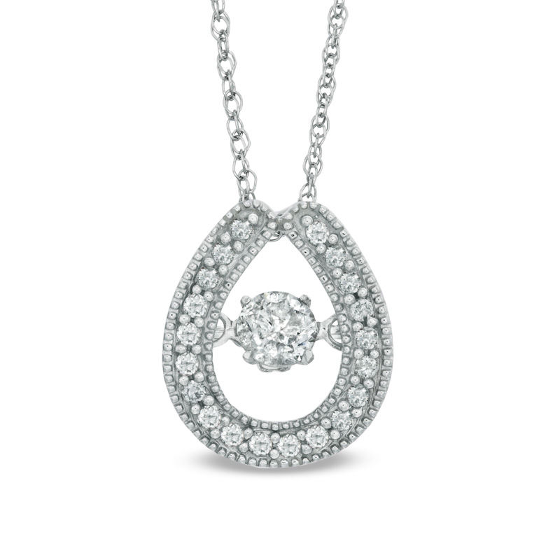 Main Image 1 of Previously Owned - 1/4 CT. T.W. Diamond Teardrop Pendant in 10K White Gold