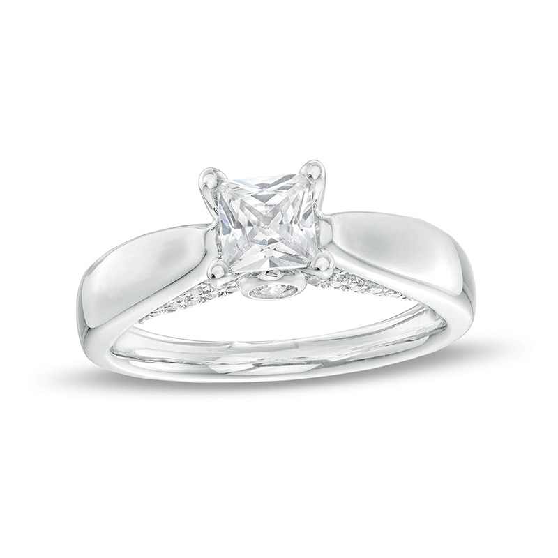 Previously Owned - 1 CT. T.W.  Princess-Cut Diamond Engagement Ring in 14K White Gold (J/I2)