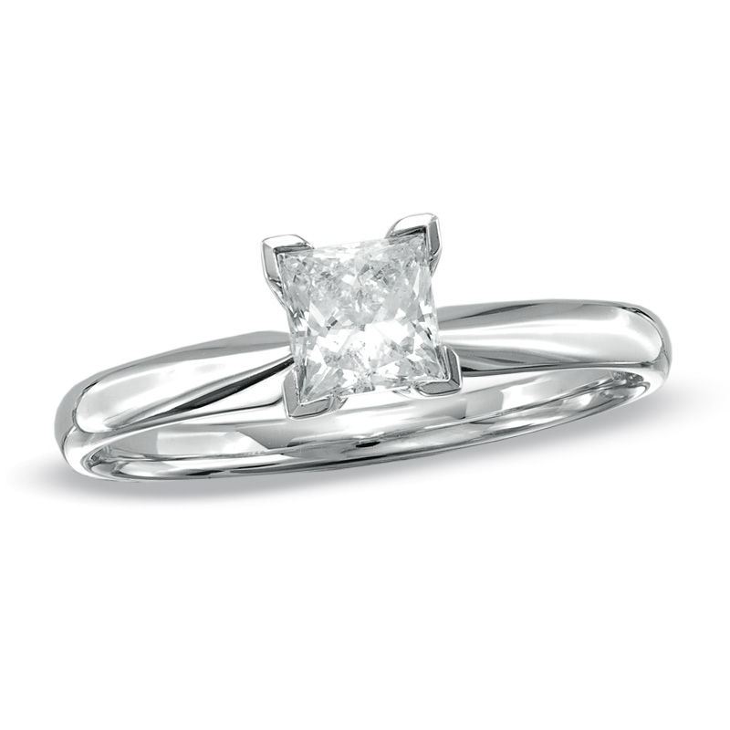 Previously Owned - 5/8 CT. Princess-Cut Diamond Solitaire Engagement Ring in 14K White Gold