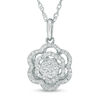 Thumbnail Image 0 of Previously Owned - 1/3 CT. T.W. Diamond Flower Double Frame Pendant in 10K White Gold