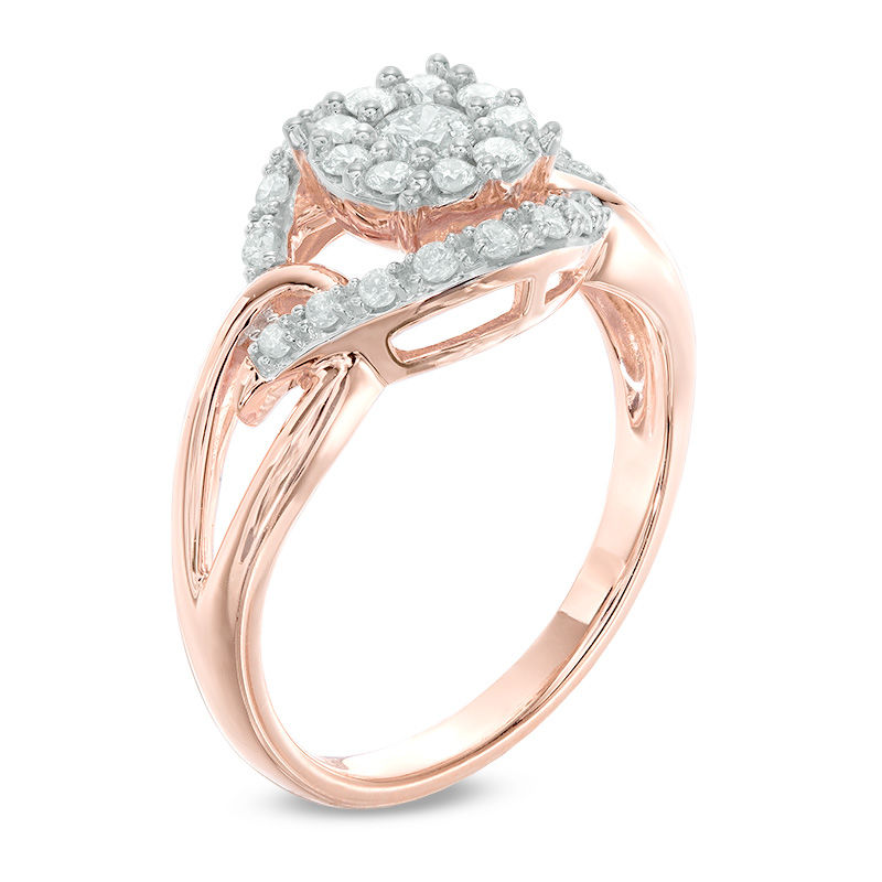Previously Owned - 1/2 CT. T.W. Diamond Open Cluster Ring in 10K Rose Gold