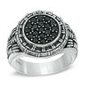 Thumbnail Image 1 of Previously Owned - Legendary™ Men's Black Spinel Intrecciato Signet Ring in Sterling Silver