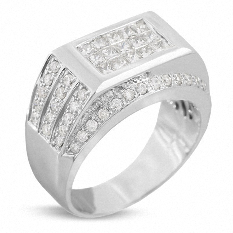 Main Image 1 of Previously Owned - Men's 1-7/8 CT. T.W. Rectangle Diamond Ring in 14K White Gold