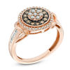 Thumbnail Image 2 of Previously Owned - 1/2 CT. T.W. Champagne and White Diamond Flower Cluster Frame Ring in 10K Rose Gold