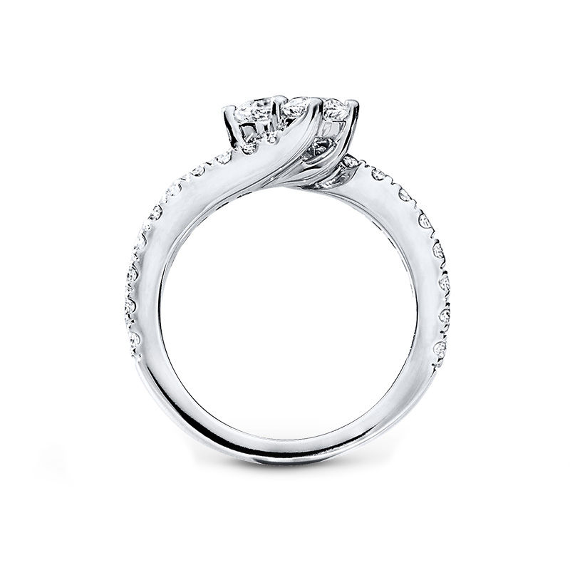 Main Image 2 of Previously Owned - Ever Us® 2 CT. T. W. Two-Stone Diamond Bypass Ring in 14K White Gold