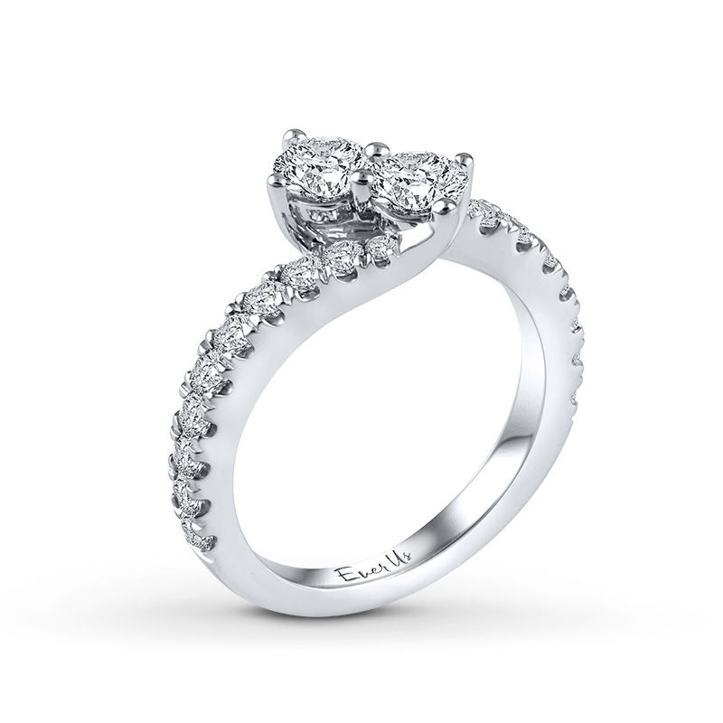 Main Image 3 of Previously Owned - Ever Us® 2 CT. T. W. Two-Stone Diamond Bypass Ring in 14K White Gold