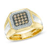 Thumbnail Image 1 of Previously Owned - Men's 1/2 CT. T.W. Champagne and White Diamond Square Composite Ring in 10K Gold