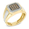 Thumbnail Image 2 of Previously Owned - Men's 1/2 CT. T.W. Champagne and White Diamond Square Composite Ring in 10K Gold