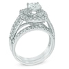 Thumbnail Image 2 of Previously Owned 2-1/5 CT. T.W. Diamond Double Frame Soldered Bridal Set in 14K White Gold