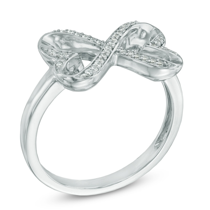 Main Image 2 of Previously Owned -  1/10 CT. T.W. Diamond Heart-Shaped Infinity Ring in Sterling Silver