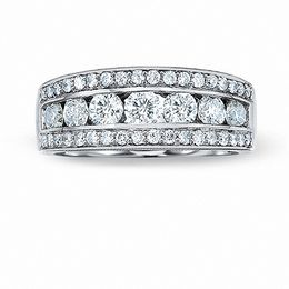 Previously Owned - 1 CT. T.W. Diamond Edge Band in 14K White Gold