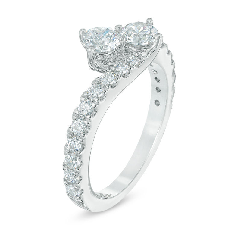 Previously Owned - Ever Us® 3/4 CT. T.W. Two-Stone Diamond Bypass Ring in 14K White Gold