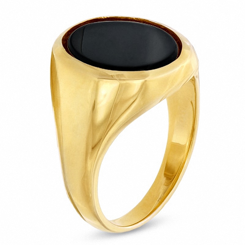 10K Yellow Gold Oval Black Onyx Signet Ring