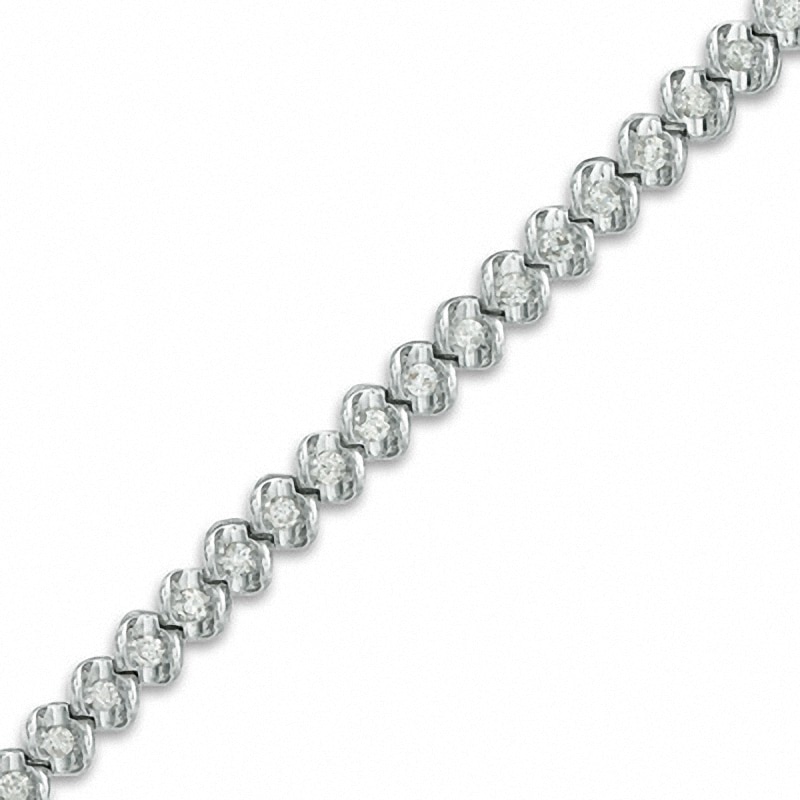 Main Image 1 of Previously Owned - 1 CT. T.W. Diamond Bracelet in 10K White Gold - 7.25&quot;