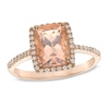 Thumbnail Image 0 of Previously Owned - Cushion-Cut Morganite and 1/6 CT. T.W. Diamond Frame Ring in 10K Rose Gold